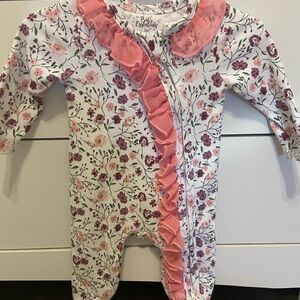 Baby Essentials Pink Floral Ruffle Footie